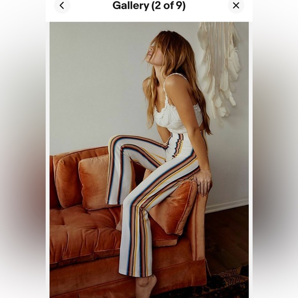 Free People NWT In My Feelings Stripe Slim Flare Crop Pants,sz 2 - Picture 12 of 13